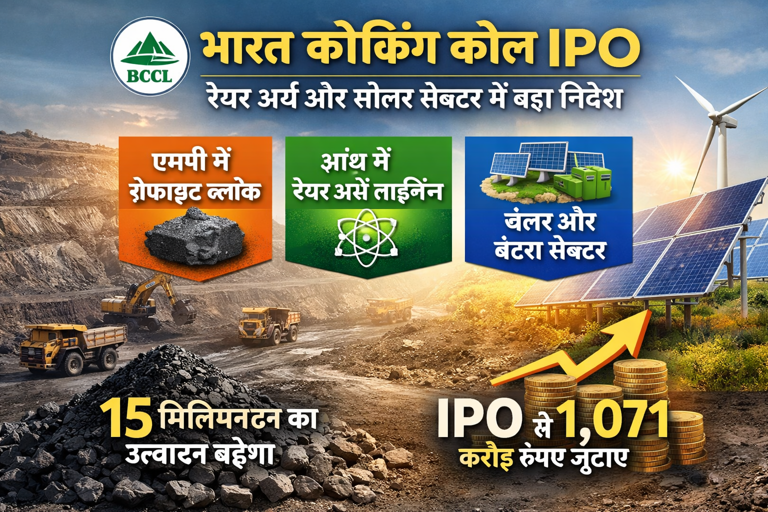 Bharat Coking Coal IPO: रेयर अर्थ और सोलर सेक्टर में निवेश, उत्पादन 15 मिलियन टन बढ़ेगा